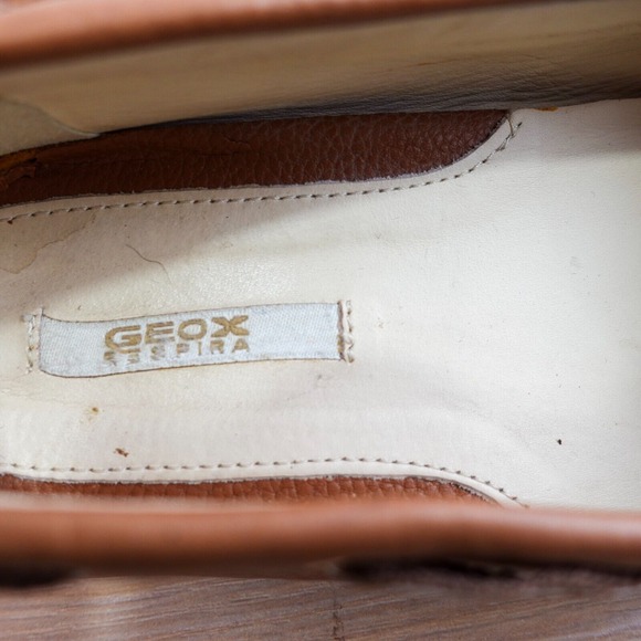 Leather Boat Loafers Womens‎ 7.5 D GEOX Respira Tan Deck Tie Moccasin Nautical - Picture 6 of 14